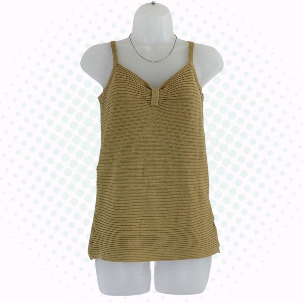 Vintage Y2K Calico Olive Khaki Knit Sweetheart Neckline Tank Top Size M